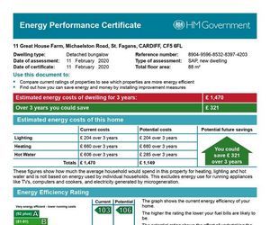 EPC certificate for one of our homes in St Fagans, Cardiff